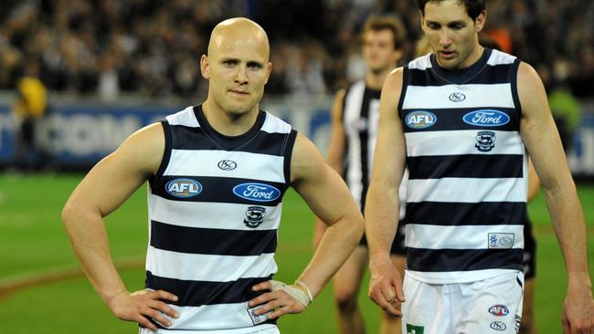 Ablett Jr leaves the field after the Cats’ 2010 preliminary final loss to Collingwood. It would be his last game for the club before moving to the Gold Coast.