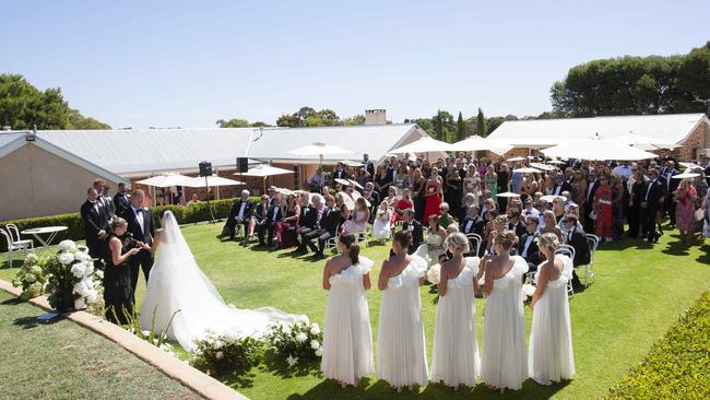 The scene as O'Brien and Swale tie the knot at Alkina Wine Estate in Greenock. Picture Brett Hartwig