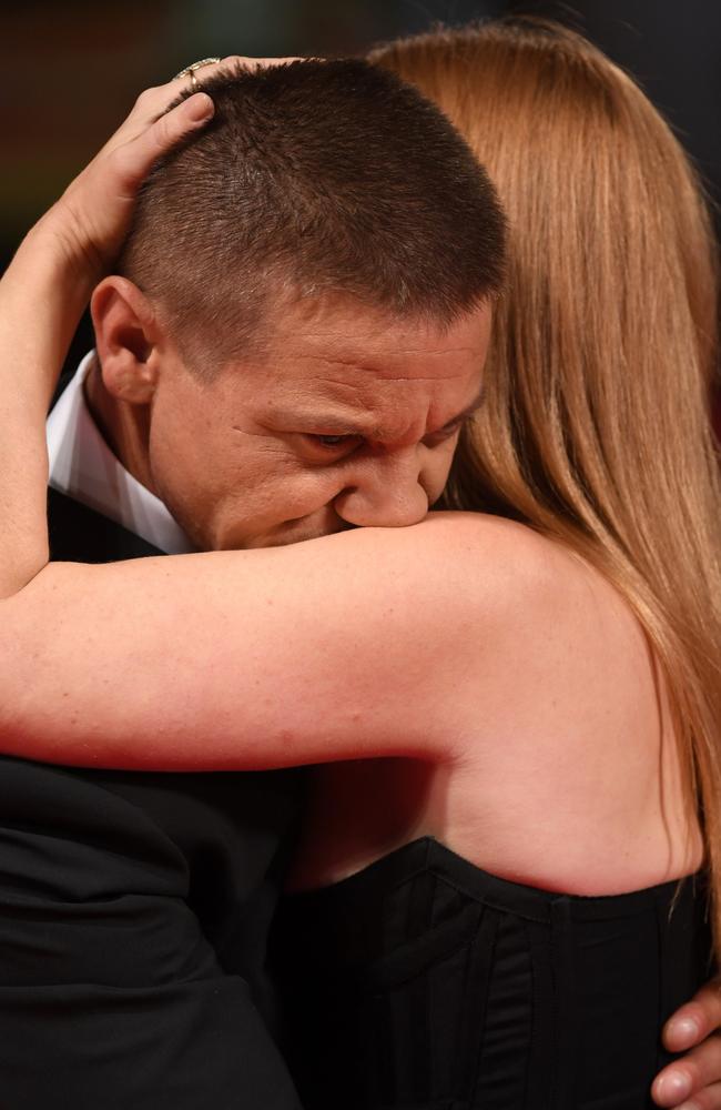 Jeremy Renner and Amy Adams attend the premiere of ‘Arrival’ during the 73rd Venice Film Festival at Sala Grande on September 1, 2016 in Venice, Italy. Picture: Getty