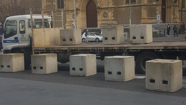 Concrete bollards are set to be rolled out in Melbourne’s CBD. Picture: Ryan Tennison