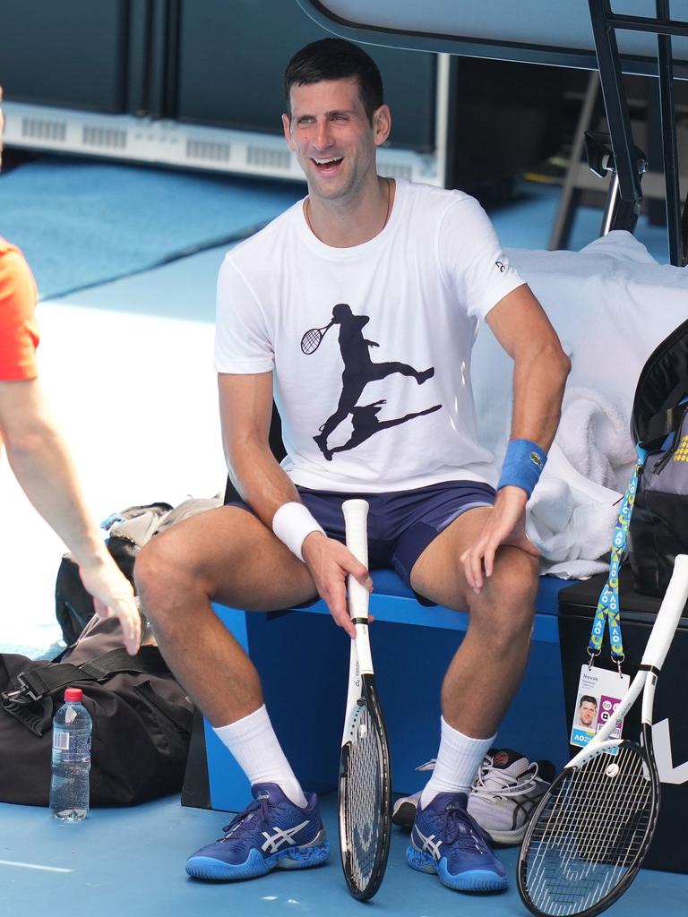 Novak Djokovic during a practice session ahead of the Australian Open. Photo: Scott Barbour/TENNIS AUSTRALIA