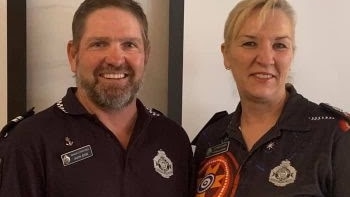 Senior Constable Jason Jesse from Thursday Island Water Police is presented with an International Law Enforcement Cooperation Medal from the Solomon Islands Police Force from Queensland Police Commissioner Katarina Carroll. File Picture: Supplied.