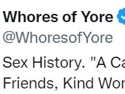 David Davis followed a user on Twitter called @WhoresofYore.