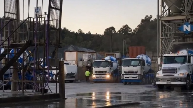 Trucks at the Oxenford quarry.