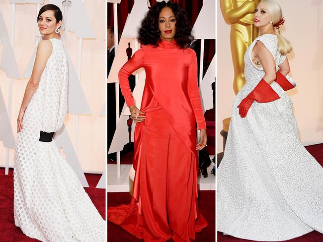 Marion Cotillard, Solange Knowles and Lady Gaga at the Oscars 2015 red carpet. Picture