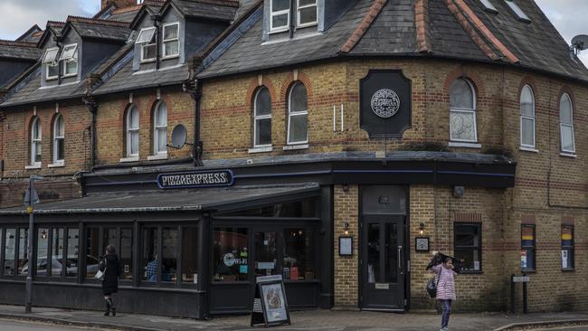 The Woking Pizza Express where Prince Andrew claimedhe was with his daughter Beatrice on the night Virginia Roberts-Giuffre has alleged he was with her. Picture: Getty Images.