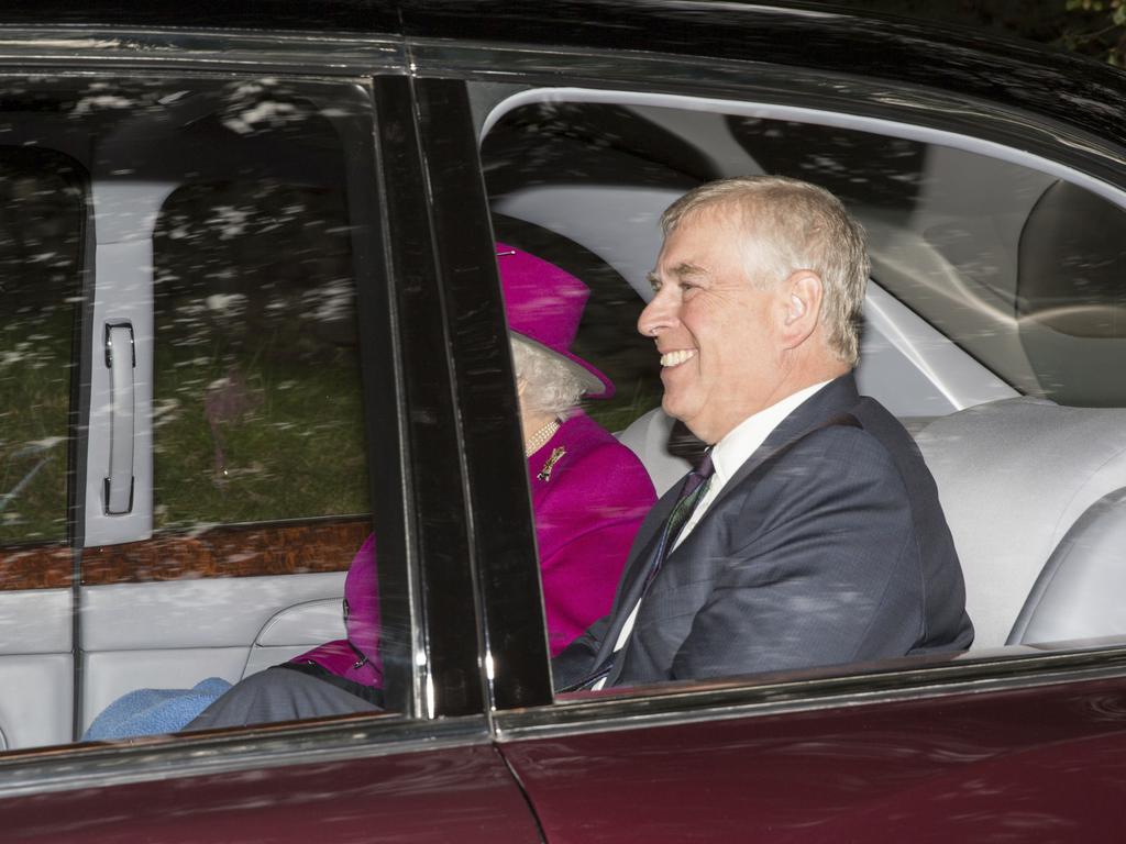 Britain's Queen Elizabeth leaves with her son Prince Andrew, at Crathie Kirk after attending a Sunday morning church service near Balmoral, Scotland, Sunday, Sept. 15, 2019. Picture: AP