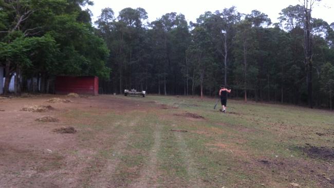 Owners cleaning up the paddocks they say which were left full of straw and animal waste. Picture: supplied 