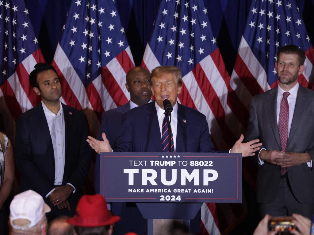 Donald Trump after his victory in New Hampshire. Picture: Getty Images