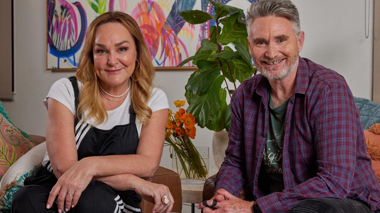 Kate Langbroek and Dave “Hughesy” Hughes have reunited for a one-off TV gig on Celebrity Gogglebox. Picture: Foxtel/Narelle Portanier