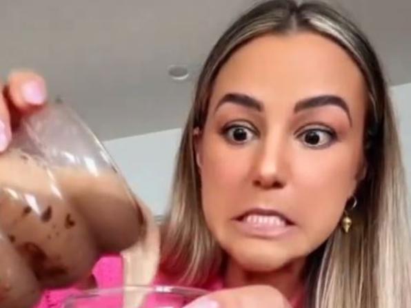 Viral TikTok sparks fierce Aussie debate. Queenslander reveals her Milo-making technique, which includes using seven-and-a-half tablespoons of Milo. Picture: TikTok/ Karinairby