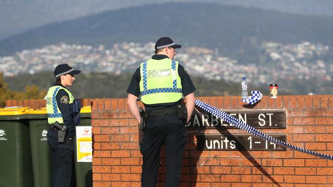 Tasmania Police investigating a body found in Carbeen Street Mornington.  Picture: NIKKI DAVIS-JONES