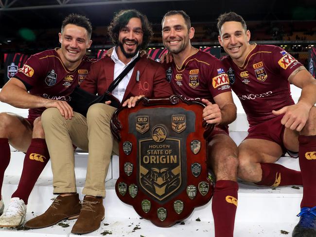 Sorely missed … Queensland struggled without Cooper Cronk, Johnathan Thurston, Cameron Smith and Billy Slater. Pic: Adam Head