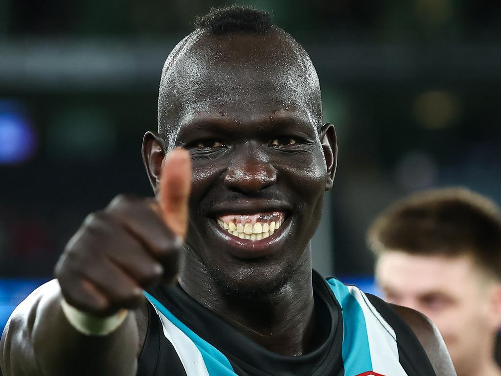 Aliir Aliir has signed a contract extension at Port Adelaide. Picture: Dylan Burns/AFL Photos via Getty Images