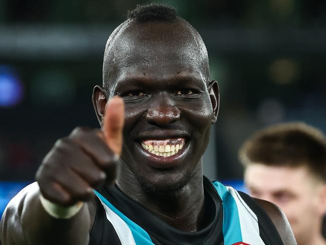 Aliir Aliir has signed a contract extension at Port Adelaide. Picture: Dylan Burns/AFL Photos via Getty Images