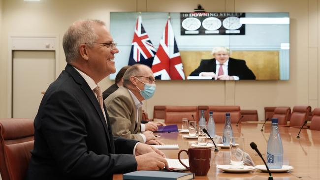 The two leaders reaffirmed their commitment to ensuring peace in the Indo-Pacific. Picture: Adam Taylor via NCA NewsWire