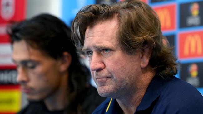 Coach Des Hasler speaks after the match. Picture: Getty Images