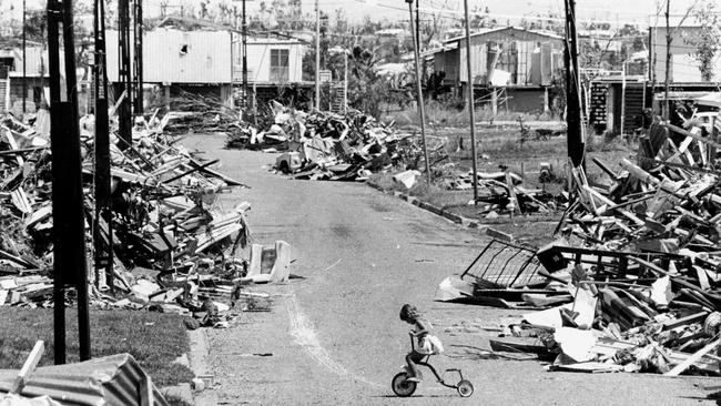 Darwin, nearly four months after Cyclone Tracy struck. People had started their repair jobs (April 1975). Picture: Bruce Howard.