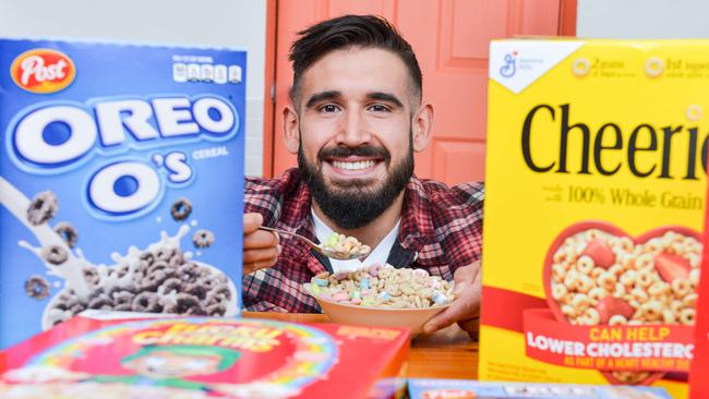 George Rhigas at his new cereal cafe in the city. Picture: Brenton Edwards