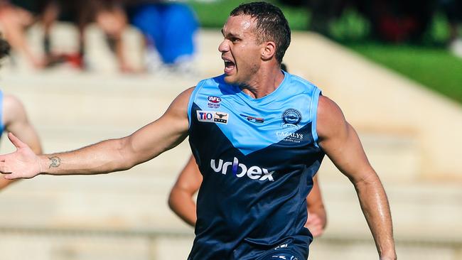 Hassan Ahmat-Watkins playing for Southern Districts recently. He has been great for Nyah Nyah West this season. Picture: Glenn Campbell