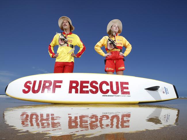 New figures show there were 34 drowning deaths in Victoria in 2019-20 with Life Saving Victoria concerned a number of trends in the recent drowning figures could be exacerbated by a lack of preparedness for water activities over the warmer months. Life Savers Stephen Christofi and Georgie Clarke preparing for a busy Summer preventing drownings at Torquay and Jan Juc beaches.   Picture: David Caird