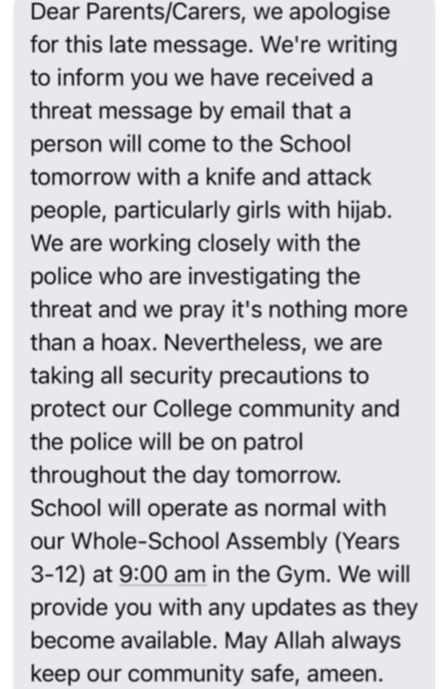 The message sent to parents.