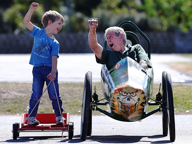 <h2>Go carts</h2>Young and old are off and racing in the 10th annual Brisbane Billycart Championships on Sunday at Carindale Recreation Reserve. It’s not too late to sign up. registrations are open until 8am on the day, and if you don’t have a billycart Rotary have some you can borrow. Flynn Moloney, 4, with 