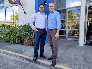 BRING IT ON: National's candidate for Richmond Matthew Fraser and Deputy Prime Minister Michael McCormack who visited the Tweed on Monday morning. Picture: Rick Koenig