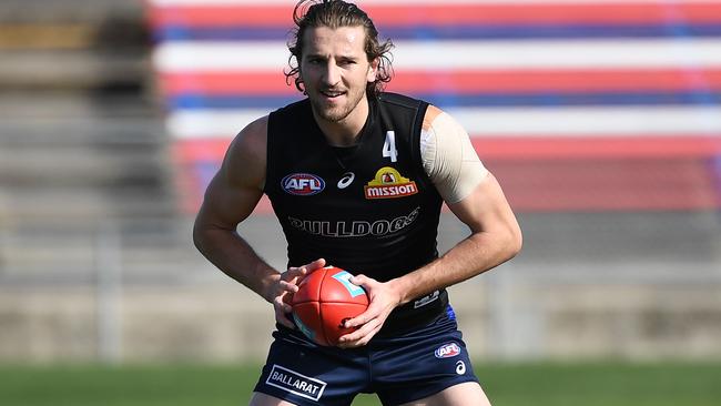 Marcus Bontempelli at Western Bulldogs training on Thursday.