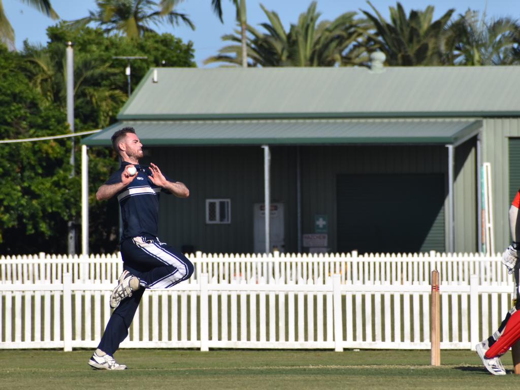 Matthew Wicks bowling for the Brothers Cricket Club against Norths Cricket Club in the Mackay Cricket Association, January 15, 2022