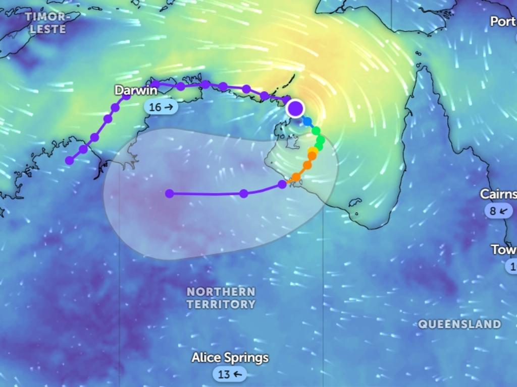 Residents in The Gulf of Carpentaria are being warned of “significant hazards” as Tropical Cyclone Megan is set to develop into a category three Sunday night. Picture: NCA NewsWire handout