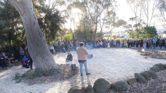 Vigil for indigenous teen Cassius Turvey who was killed walking home from school in WA 10 days ago was held in Nth Geelong. Picture: Mark Wilson