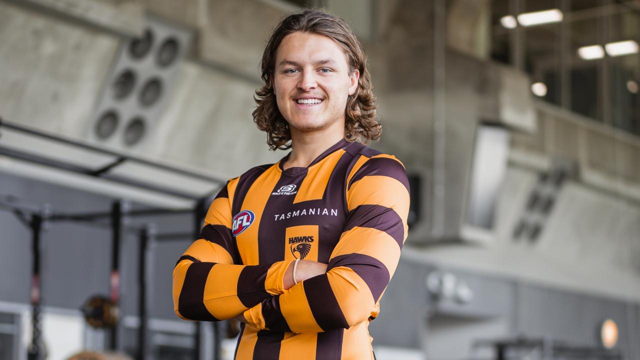 Jack Ginnivan in a Hawthorn jumper for the first time.