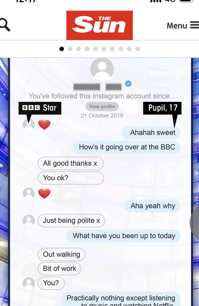 Text messages between the two unnamed people as reported by UK’s The Sun.