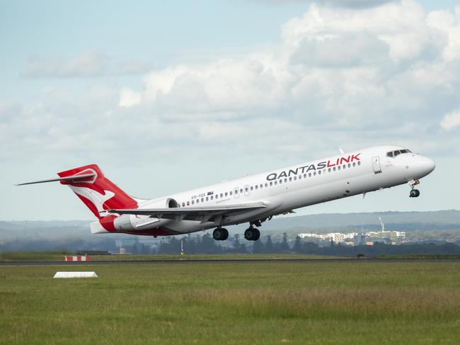 A Qantas Boeing 717 which will be leaving the airline's fleet in coming months, as part of a major domestic fleet renewal. The 717 was the first aircraft flown by Jetstar when it began operations in 2004. Picture: Qantas