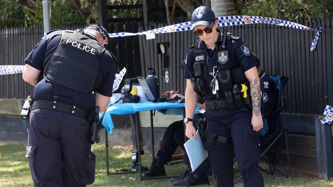 Police investigate a stabbing at Packett Crescent, Loganlea. Picture: Liam Kidston