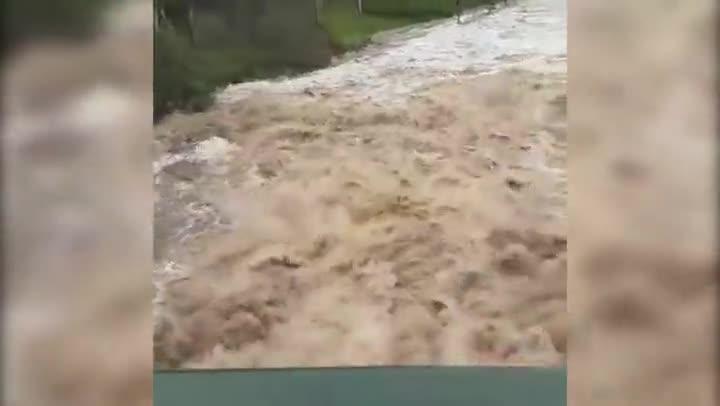 Incredible amount of water flowing through Torrens Weir, Adelaide