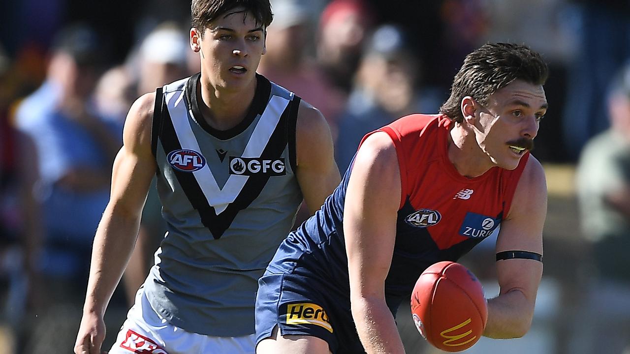 Injured Demons defender Jake Lever was a notable absentee on Saturday night. Picture: Getty Images