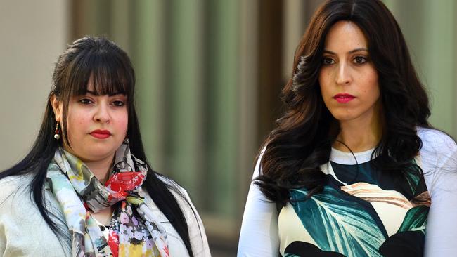 Alleged child sexual abuse victims Dassi Erlich and Nicole Meyer at a press conference at Parliament House in Canberra. Picture: AAP