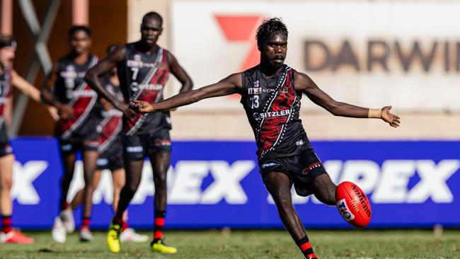 Jason Jnr Puruntatameri as St Mary's took on the Tiwi Bombers in the 2024-25 NTFL men's semi-final. Picture: Pema Tamang Pakhrin