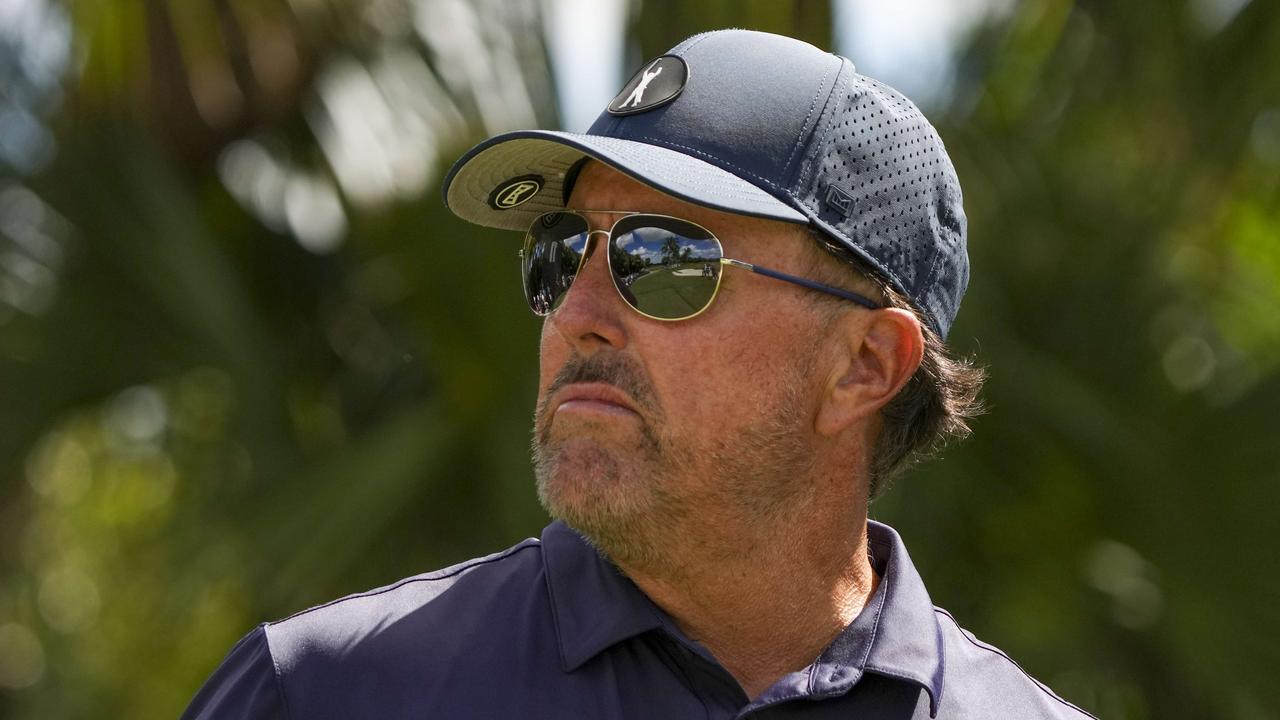 DORAL, FL - OCTOBER 28: Team Captain Phil Mickelson of Hy Flyers GC looks on after playing his shot from the 11th tee during the quarterfinals of the LIV Golf Invitational - Miami at Trump National Doral Miami on October 28, 2022 in Doral, Florida. Eric Espada/Getty Images/AFP