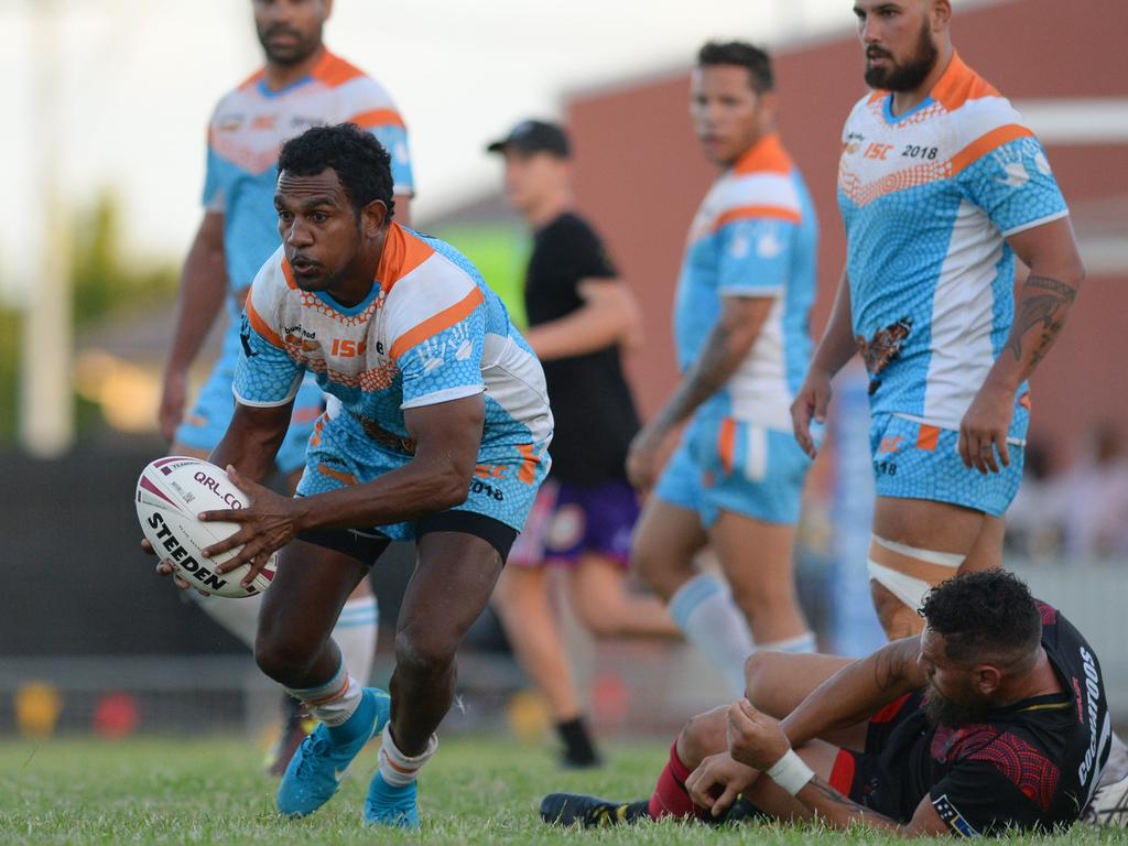 Bunji United player Malcolm Darkin in the grand final game against Central Coast at the Warba Wangarunya Rugby League Carnival at Browne Park.