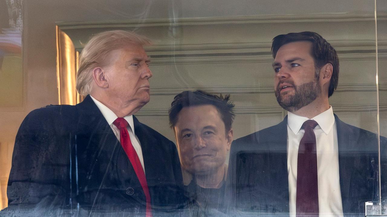 US President-elect Donald Trump, Tesla CEO Elon Musk and Vice President-elect JD Vance attend a football game in Maryland. Picture: Kevin Dietsch / Getty Images via AFP