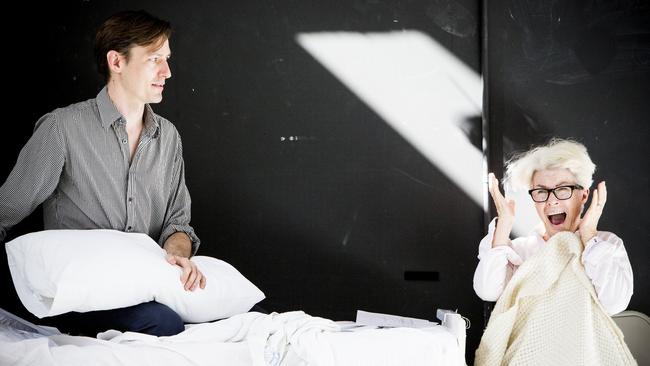 Luke Mullins and Robyn Nevin in Belvoir’s production of Angels In America. Photographer: Brett Boardman.