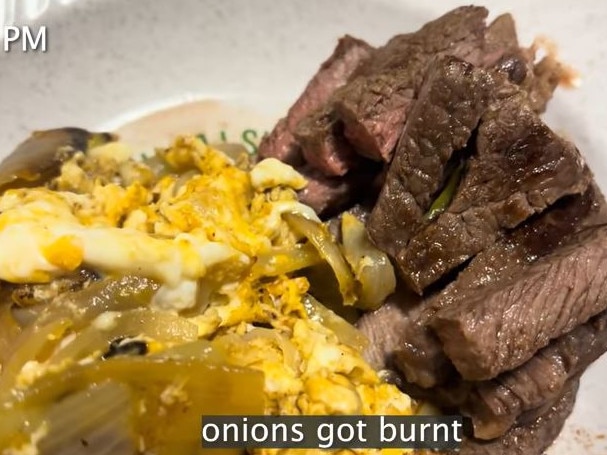 The man eats dinner just before midnight. Picture: YouTube
