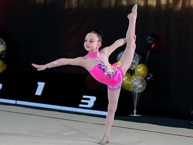 A photo Anna Zhigulina posted, of her daughter competing in rhythmic gymnastics, as part of her plea for help to move to Sydney. Picture: Facebook (Anna Zhigulina)