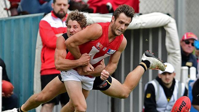 North Adelaide's Jarred Allmond will contest a rough conduct charge at the SANFL tribunal on Tuesday night. Picture: Tom Huntley