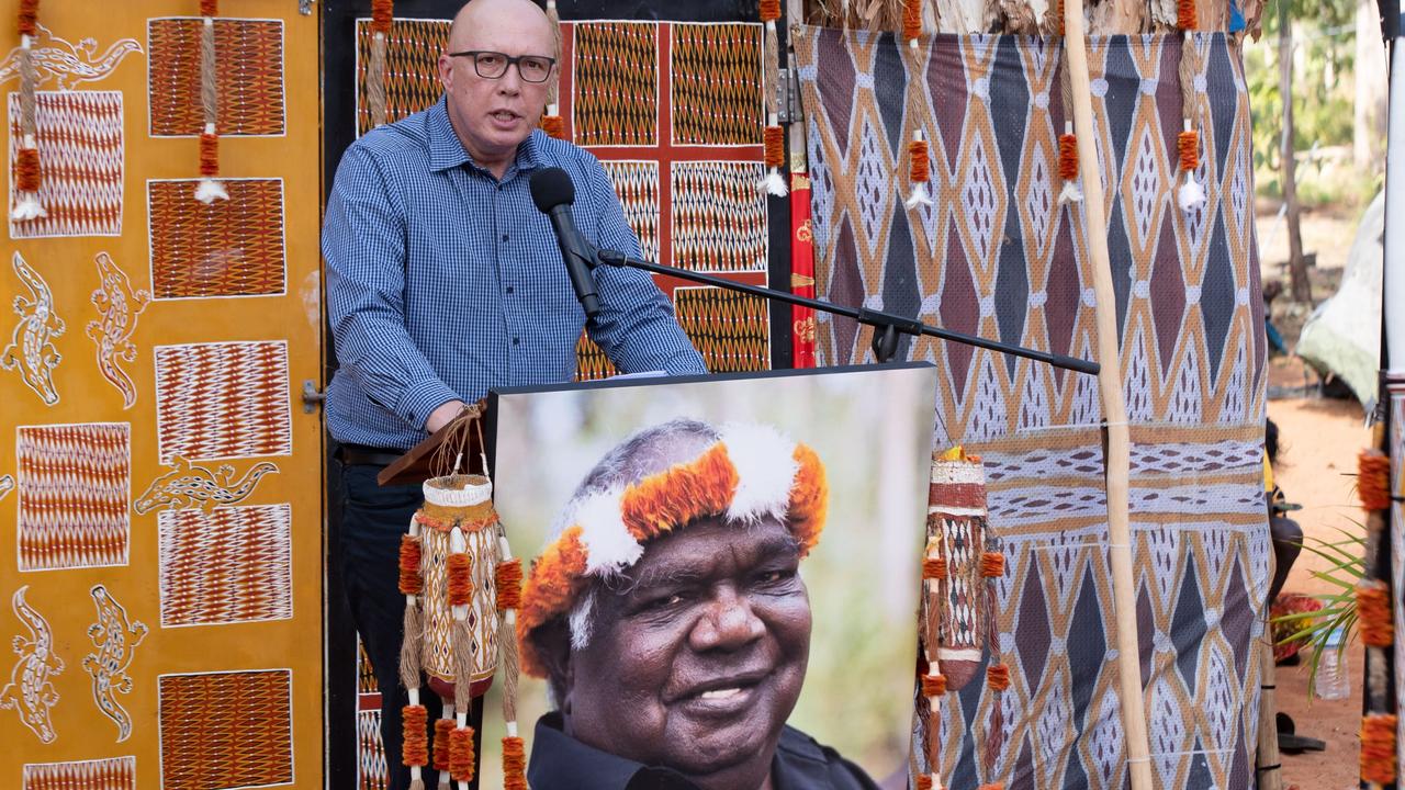 Opposition Leader Peter Dutton also spoke at the memorial. Picture: Peter Eve / Yothu Yindi Foundation.