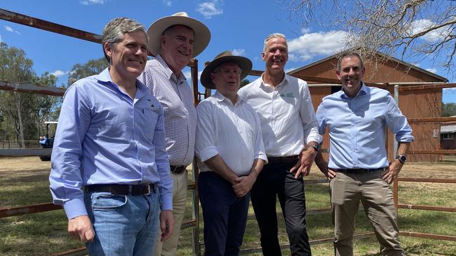 AgForce CEO Michael Guerin with Federal Agriculture Minister Murray Watt, Queensland Agriculture Minister Mark Furner, Treasurer Jim Chalmers and National Farmers’ Federation Chief Executive Tony Mahar.