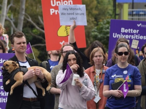 Monash University staff are planning to strike on Wednesday for fairer pay and reduced workloads. Students could be impacted on Wednesday afternoon and Thursday morning due to the industrial action. Picture: Monash Casuals Network